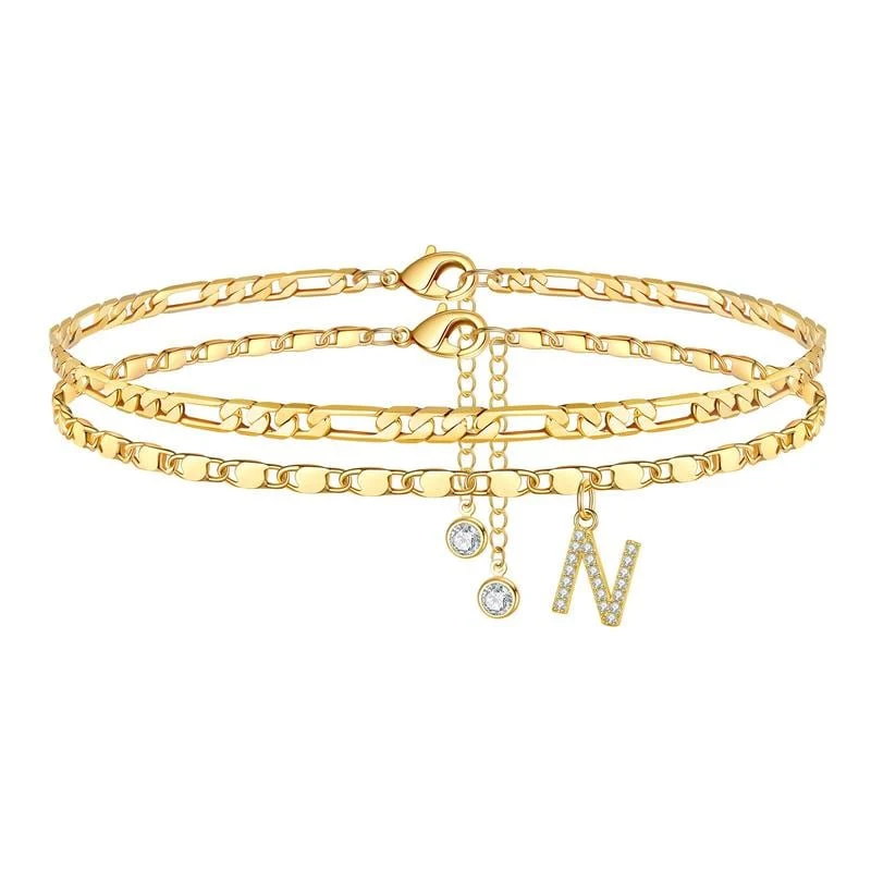Double Layered Letter Anklet - Image 17