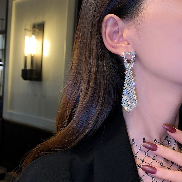 Inlaid Zircon Tie Earrings - Image 2