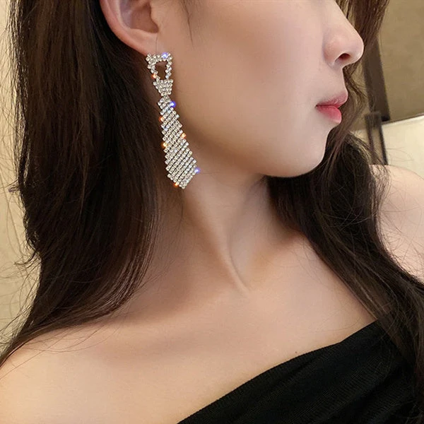 Inlaid Zircon Tie Earrings - Image 3