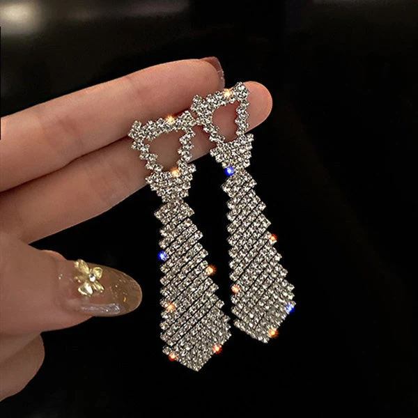 Inlaid Zircon Tie Earrings - Image 7