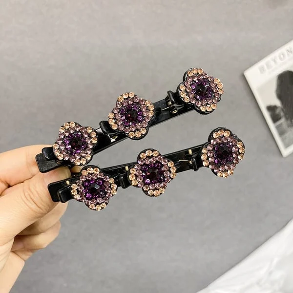 Sparkling Crystal Stone Braided Hair Clips - Image 3