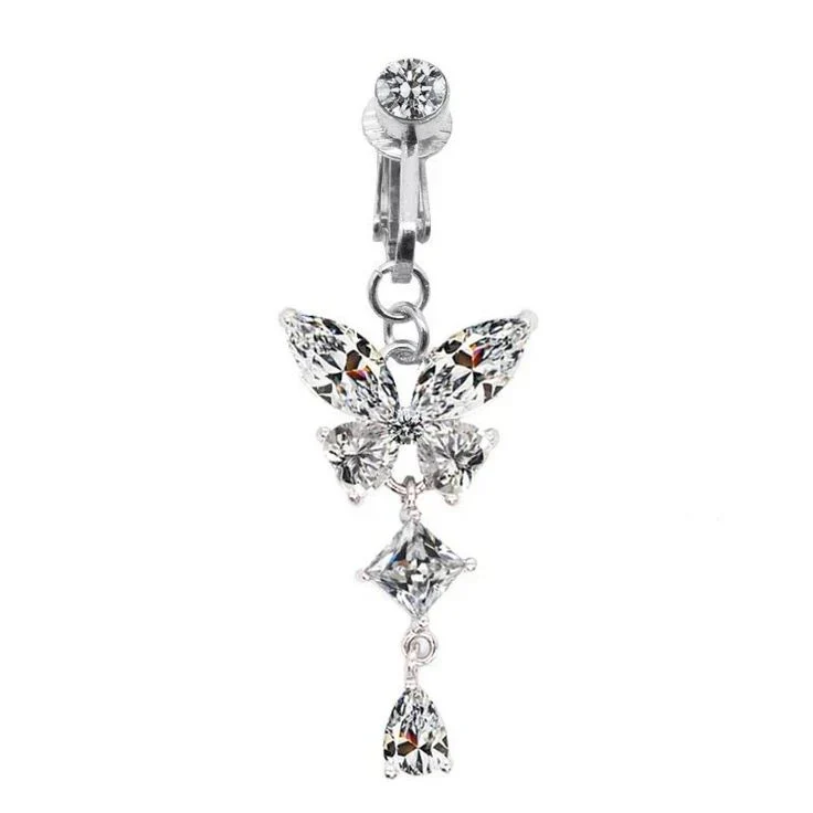 Butterfly Clip On Belly Ring - Image 4
